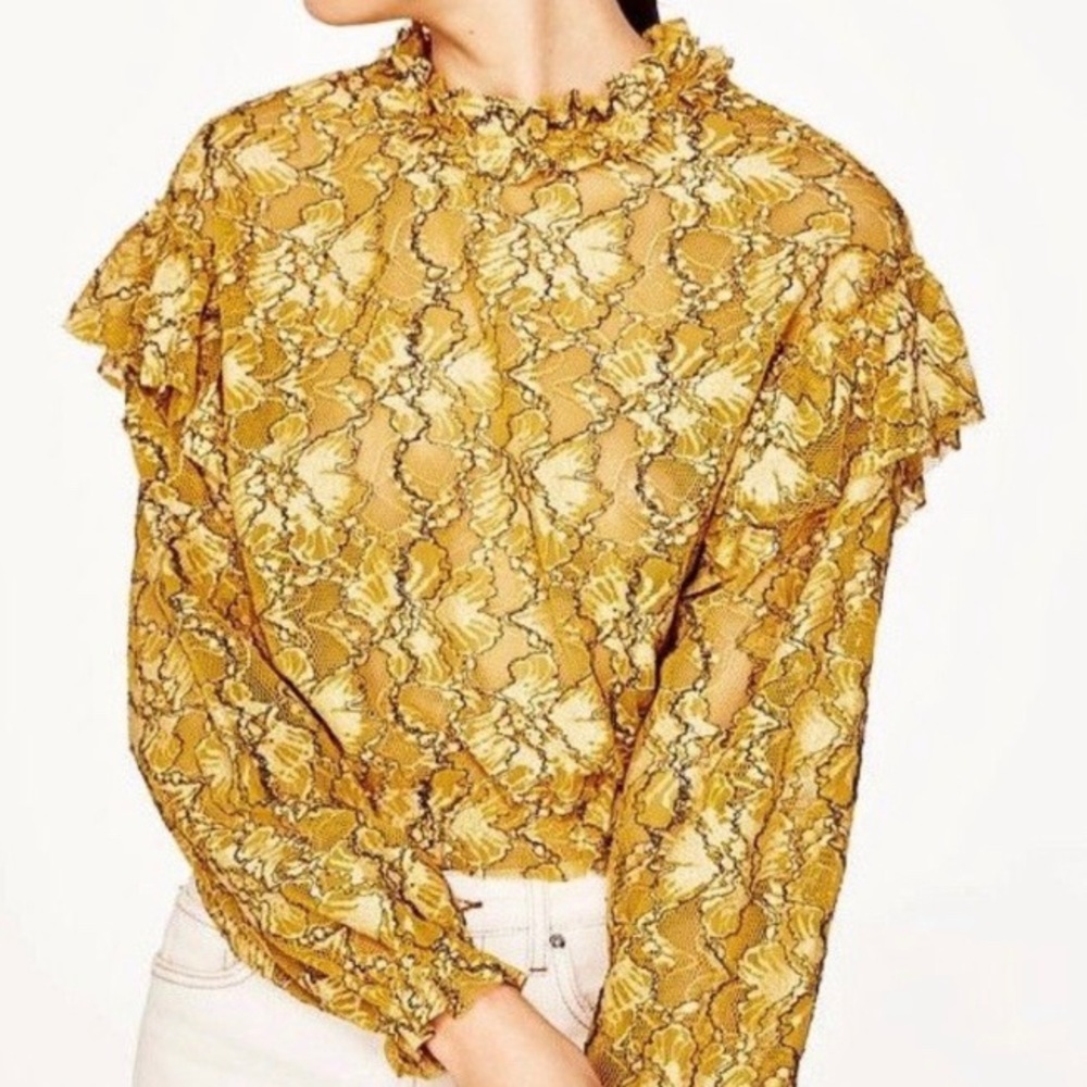 Zara Yellow Ruffle Crop Top $10